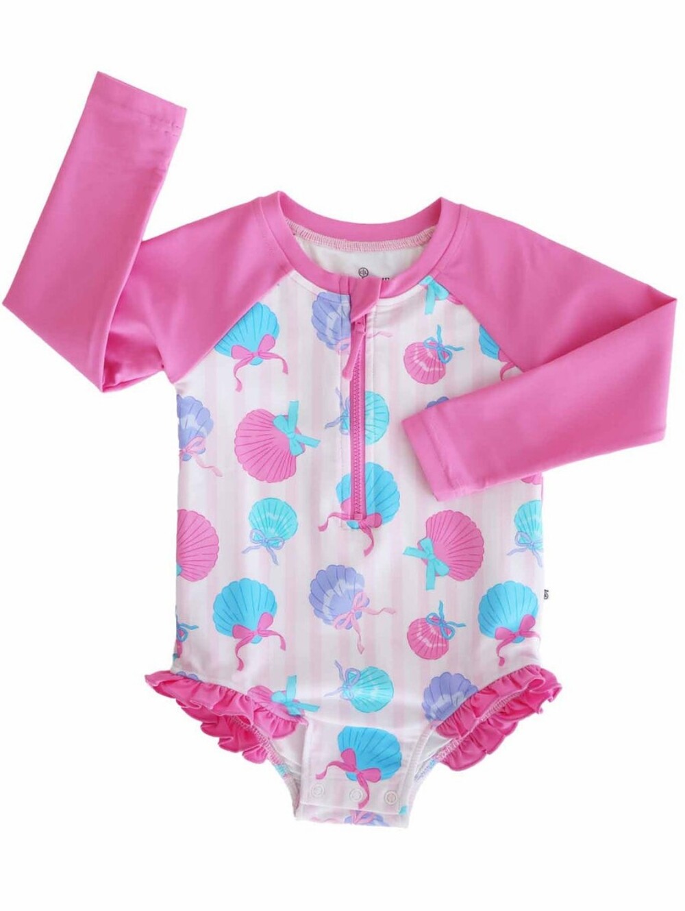 Caden Lane Girls' 3T Pink Long-Sleeve Rash Guard Swimsuit